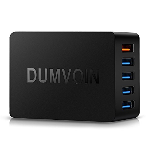 Quick Charge 2.0 DUMVOIN Multi-port USB Charger Wall Charging Station with (5 Smart USB Ports + Qualcomm 2.0 Technology) Power Adapter for iPhone, iPad, Samsung, LG and More
