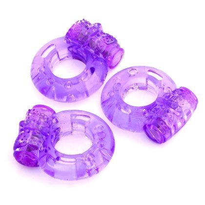 Crazycity Sky Buddy Soft Massager Ring 3pcs Strong Reusable Vibrating Ring Butterfly Cock Ring Delay Ring Erection Ring Clit Vibrator Vibe Vibration for Men Enhancement C Ring for Couple Men Women