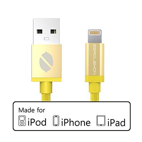 [Apple MFi Certified] ZeroLemon Lightning to USB Plastic PVC Cable 3.2 Feet / 1 Meter + Aluminum Cap for iPhone, iPod and iPad [2 Year Warranty]- Rugged Yellow