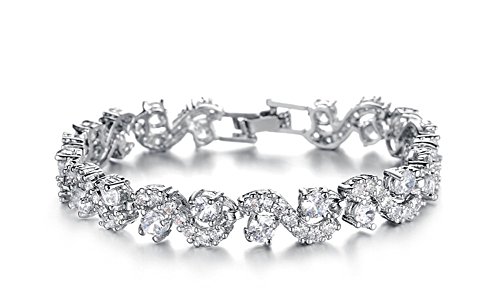 MIGAGA Platinum Plated Cubic Zirconia bracelet For women Wedding Jewelry