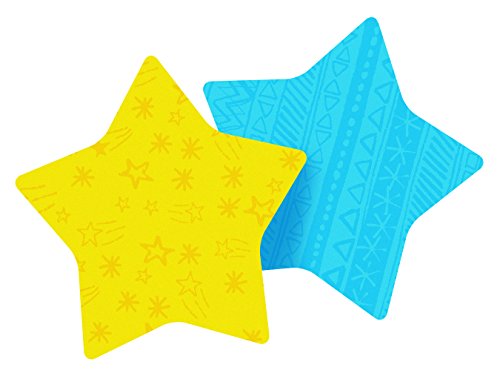 Post-it® Notes, Super Sticky Pad, 2.9 x 2.8 Inch, Star Shape, Yellow and Blue with pattern, 2 Pads/Pack, 75 Sheets/Pad (7350-STR)