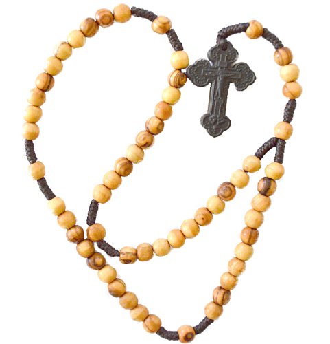 Dark Cross Rosary - Cross is Made from the Soil of the Holy Sepulcher - Perfect for Devotional Prayer - Ideal for Catholic Men, Women and Children