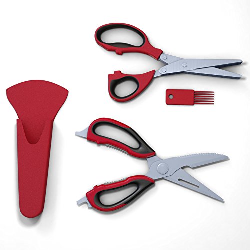 Kitchen Scissors Plus 5 Blade Herb Shears Set, Stainless Steel Plus Recipe Ebook