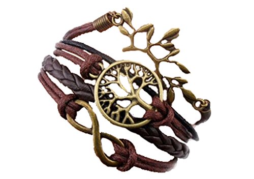 Hmxpls Tree Root Bracelet Vintage Bronze Coffee Rope Knit Heart Adage Punk Simple Charms