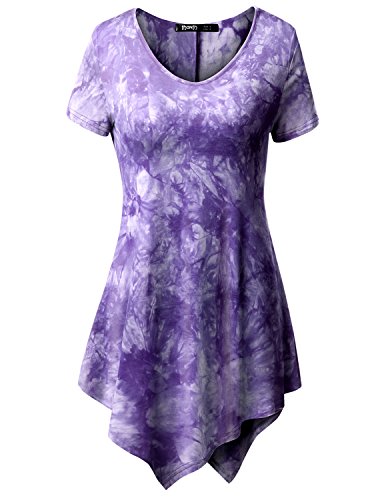 Thanth Womens All Over Tie Dye Plare Hem Line Tunic Top Purple 2XL-Large