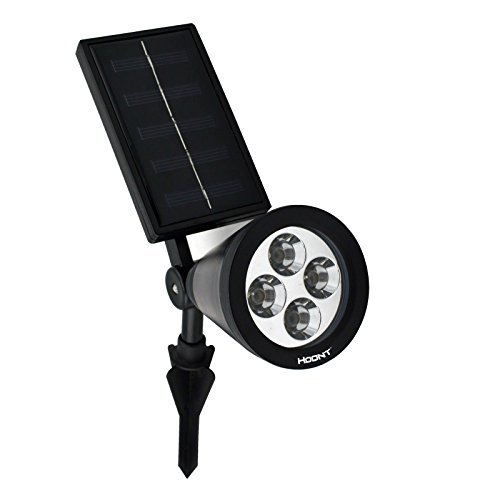 HoontTM Bright Outdoor LED Solar Spotlight / Solar Powered Outdoor Light for Landscape, Garden, Driveway, Pathway, Yard, Lawn, Etc. / Solar Energy Exterior Lighting; Auto-on at Night and Auto-off by Day / Installs Easily; Just Stick into Ground / Solar Light Great for Accents, Security Lighting, Decorative, Pool Area, Etc.