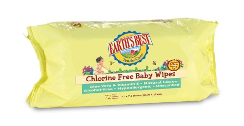 Earth's Best Chlorine Free Baby Wipes Refill, 72-Count (Pack of 4)