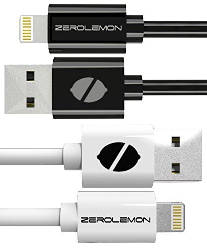 [Apple Mfi Certified] Pack of Two 10 Feet / 3 Meter Zerolemon Lightning to USB Cable for Iphone 5s / 5c / 5, Ipad Air / Mini / Mini2, Ipad 4th Generation, Ipod 5th Generation, and Ipod Nano 7th Generation [2 Year Warranty] - Black & White