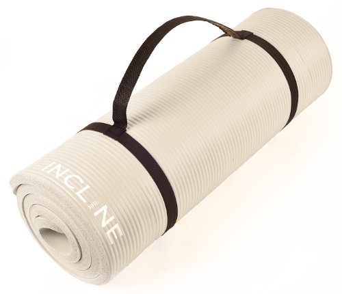 Incline Fitness Extra Thick and Long Comfort Foam Yoga/Exercise Mat with Carrying Strap, Seashell