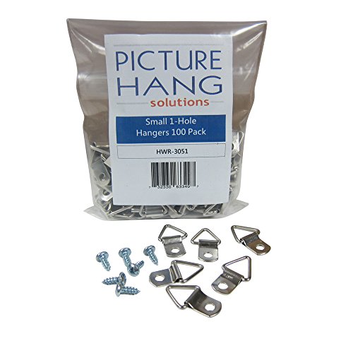 100 Pack Picture Frame Triangle Ring Hanger Heavy Duty Pro Picture Hanger with Screws 1 1/8 x 9/16