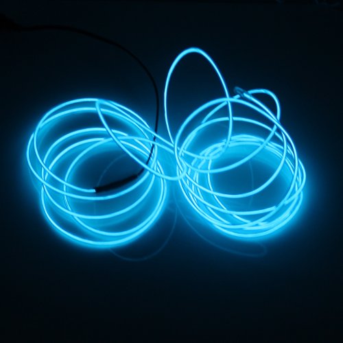 Lerway® Blue 3M Tron Neon Glowing Electroluminescent Wire EL Wire with Transformer for Christmas Light,Party lighting,Automobile Lamp,DIY Pattern,Cool Neon Signs,Crazy Party Club DJ Decoration