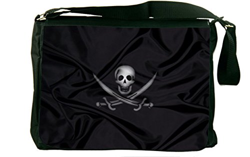 Rikki KnightTM Pirate Flag Design Messenger Bag - Shoulder Bag - School Bag for School or Work