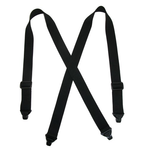 CTM® Mens Elastic Plastic Clip-End TSA Compliant Airport Suspenders, Regular, Black