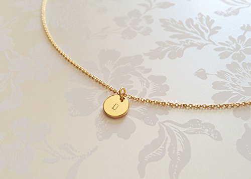 A Super Dainty Round Disc Necklace with Initial in 16k Gold -Plated - Enter your choice of initials in the 'options' menu. We personalize accordingly.