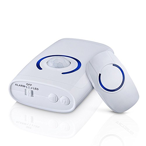 VicTop Wireless Doorbell Doorchime & PIR Sensor Security Burglar Alarm with Motion Sensor Emergency Light, Over 100m Operating Distance, 36 Chimes - White