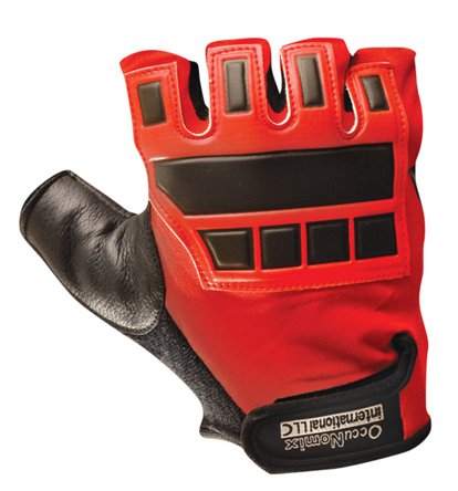 Glove half finger Anti-Vibration Padded Back - One Pair- Red - X-Large