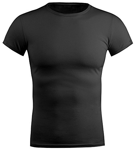Mrignt Men's Cotton Round-collar Loose-fit Short Sleeve T-shirt(Black,L)