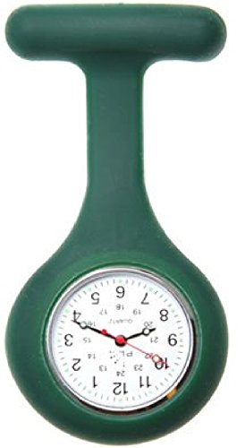 Dark Green Brooch Type Nurses Silicone Fob Watch