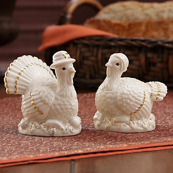 Lenox Mr and Mrs Turkey Fine Porcelain Salt and Pepper Shaker Set 816856 2.5 Tall Ivory