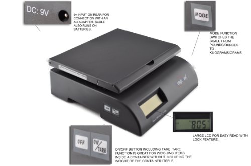Weighmax Capacity Postal Shipping Scale, Battery and AC Adapter Included, Gray (W-2822-75-GRAY)