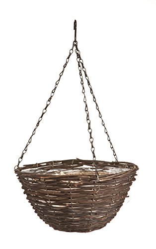 Panacea 88641 Rattan Hanging Basket, Black, 14-Inch