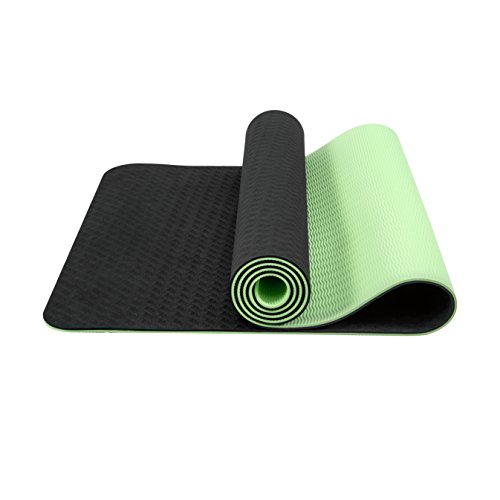 HuaQi Eco-friendly Exercise Yoga Mat- Double Non Slip Surfaces-Ideal for Professional and Primary Use- Optimal Grip and Surprising Cushion- Free yoga mat bag and Carrying Strap