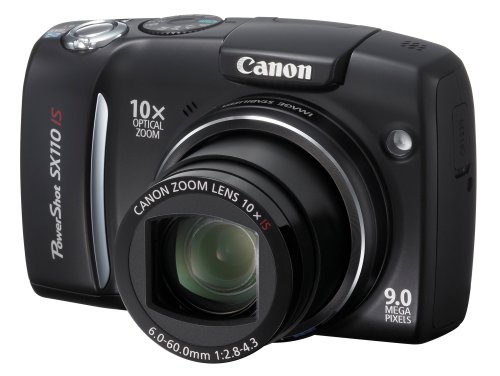 Canon Powershot SX110IS 9MP Digital Camera with 10x Optical Image Stabilized Zoom (Black)