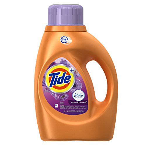Tide Plus Febreze Freshness Spring And Renewal Scent HE Turbo Clean Liquid Laundry Detergent, 46 Fluid Ounce (24 Loads), 2 Count