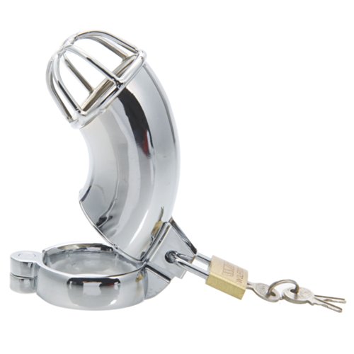 Crazy K&A Zinc Alloy Male Chastity Device Kit Cock Cage with Chain Silver (1.57 M100)
