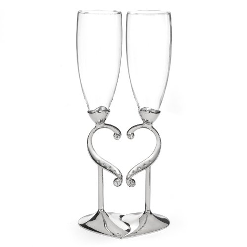 Hortense B. Hewitt Champagne Toasting Flutes Wedding Accessories, Linked Love, Set of 2