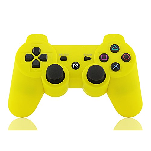 YANX PS3 Controller Remote Wireless Double Vibration Gamepad Joysticks for Playstation 3 - Yellow