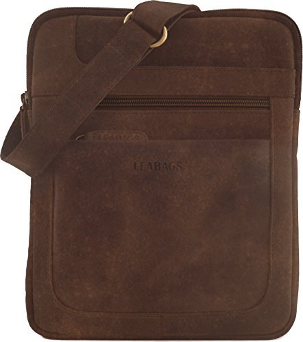 LEABAGS DETROIT Genuine Leather Vintage Cross Body Shoulder Bag, Nutmeg