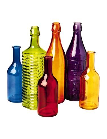 Colored Bottle Tree Bottles, Set of 6