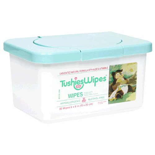TushiesWipes, Unscented Natural Formula with Aloe, 80 Wipe Pop-up Tubs (Pack of 12)