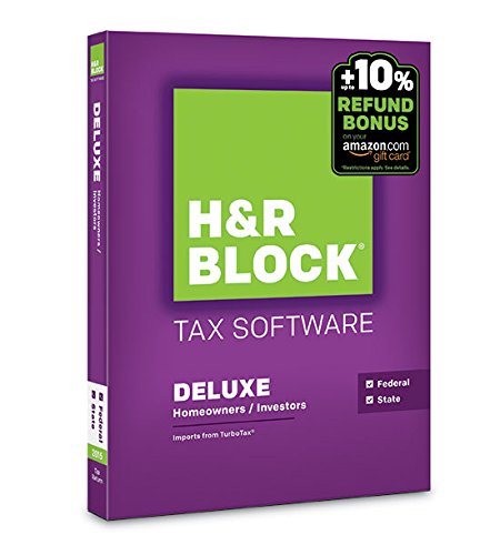 H&R Block 2015 Deluxe + State Tax Software +  Refund Bonus Offer - PC/Mac Disc