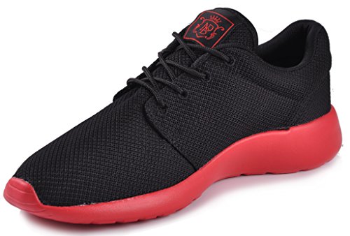 Viihahn Men's Breathable Mesh Lace-Up Running Shoes,Walk,Workout,Athletic,Exercise,Beach Aqua,Drive (Size 12 US Black-Red)