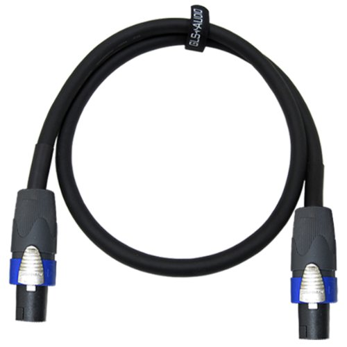 GLS Audio 3 feet Speaker Cable 12AWG Patch Cords - 3 ft Speakon to Speakon Professional Cables Black Neutrik NL4FX (NL4FC) 12 Gauge Wire - Pro 3' Speak-on Cord 12G - Single