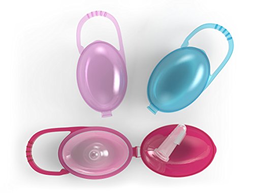 6 Premium Nipple Shields, 3 Cases & FREE Baby Silicone Finger Toothbrush - Best For Poor Latch, Flat/Inverted & Sore Cracked Nursing Nipples - Case Fits Major Pacifier Brands-Perfect Baby Shower Gift