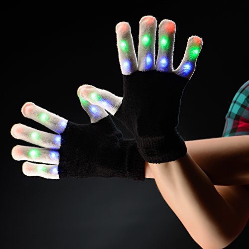 Arcadia Outdoors LED Raving Gloves Flashing Finger Lights 7 Colorful Rave Modes - Fun gift for children