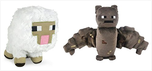Official Minecraft Overworld 7 Plush Baby Sheep & Bat Figure SET of 2