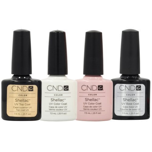 CND Shellac French Manicure Kit Top Base Coat Color Nail Polish Gel White Pink
