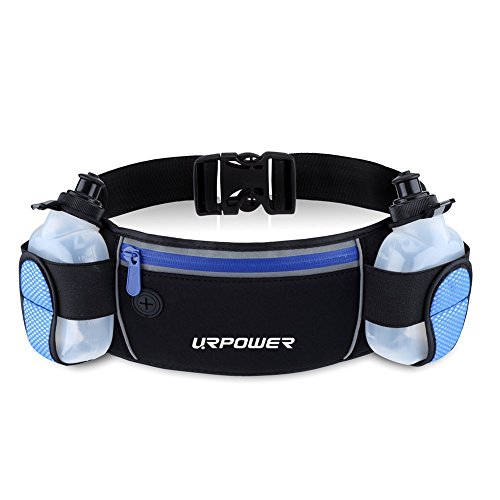 URPOWER Running Belt Multifunctional Zipper Pockets Water Resistant Waist Bag, With 2 Water Bottles Waist Pack for Running Hiking Cycling Climbing. And for iPhone, iPod, Samsung and Other Smartphones