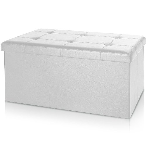 Stool Bench 80 x 38 x 40 cm Ottoman Storage Box Bench Stool Cube Seat White