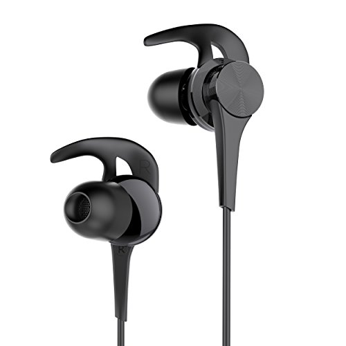 Wotmic In Ear Headphones Wired Earphones with Mic Cable Clip Included Black Earbuds Stereo Headphone