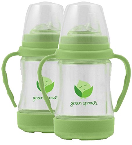 green sprouts Glass Sip 'n Straw Cup,4 ounce,2 Pack: Light Lime