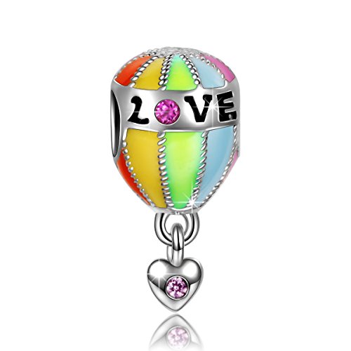 Ninaqueen 925 Sterling Silver Hot Air Balloon Trip Multicolored Enamel Dangle Charms Fit Pandora Bracelet