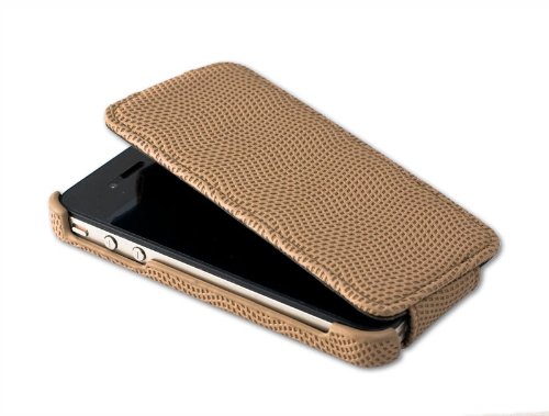 IO Crest iPhone 4 Non-Slip Leather Flip Champagne Case