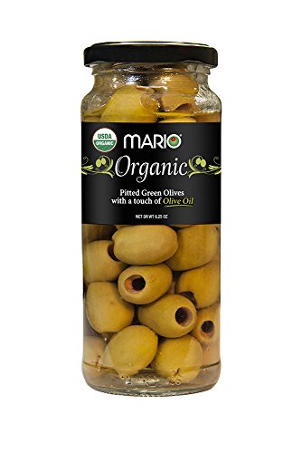 Mario Camacho Greek Organic Green Olives Pitted with Touch of Olive Oil, 6.25 Ounce