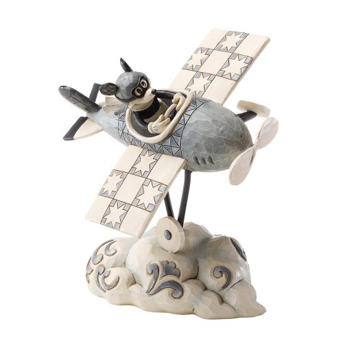 Disney Traditions designed by Jim Shore for Enesco Black and White Mickey in Airplane Figurine 6.5 IN