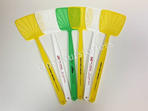 6 Lot of Assorted Colors Misprint Swat-Right Plastic Fly Swatters, 15 Inches
